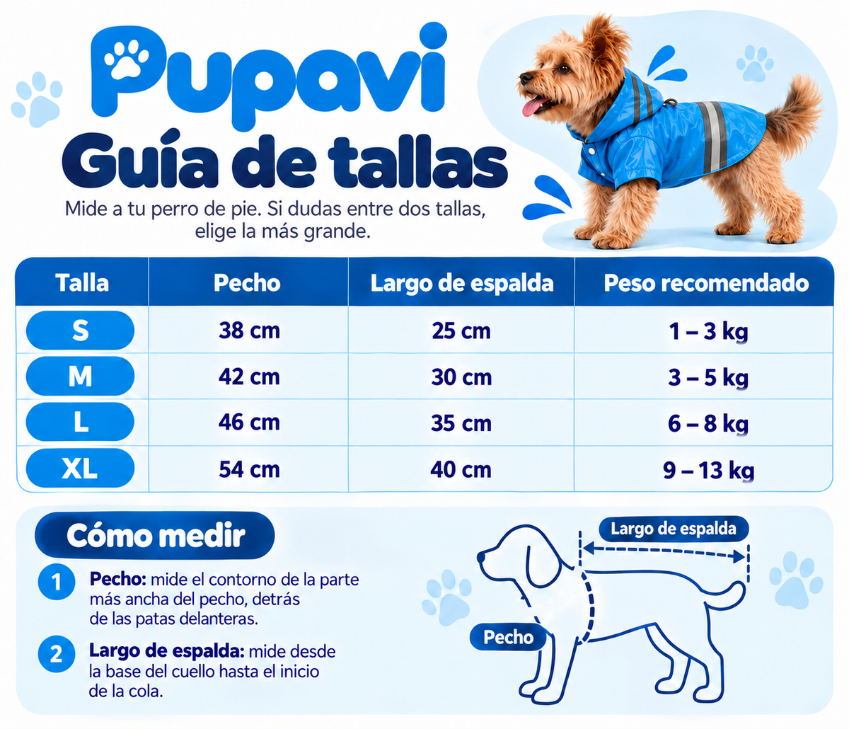 Impermeable reflectante para perros pequeños